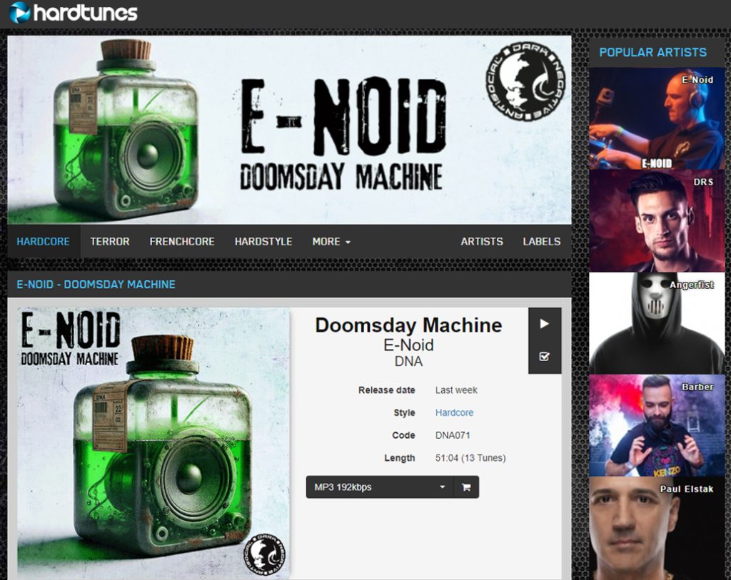 E-Noid is the most popular artist on Hardtunes!